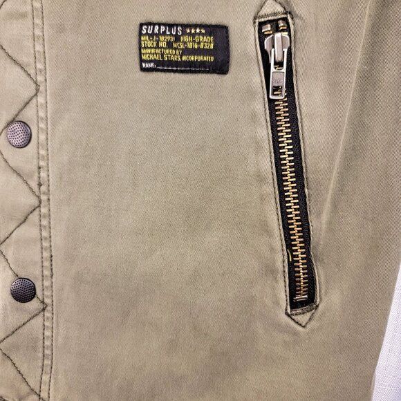 Michael Stars Small Olive Green Cotton Blend Military Shirt Jacket Zip Utility - Picture 6 of 13